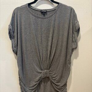 Express Women's Heather Gray Front Tie Comfort Shirt | Size Medium